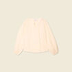 Blouse manches longues brodée creme femme