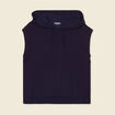 Pull sans manches capuche bleu marine femme