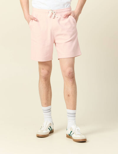 Short droit avec cordon rose clair homme