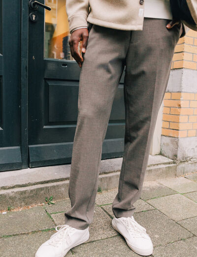 Pantalon chino jogger taupe homme