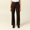 Pantalon large taille haute en jeans marron cognac femme