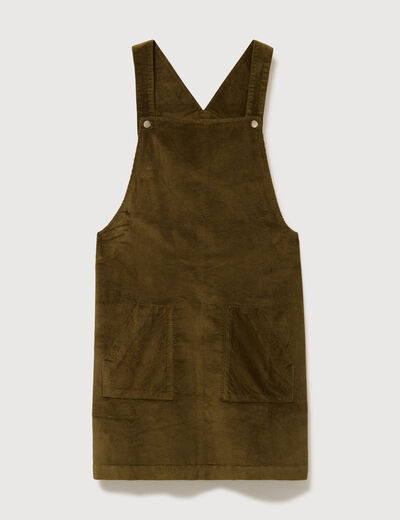 Robe sans manches en velours vert olive femme