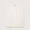 Pull droit court sans manches col rond ecru femme