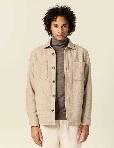 Surchemise boutonnée beige homme