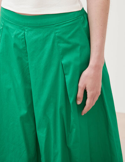 Jupe longue &eacute;vas&eacute;e en coton ray&eacute; vert femme