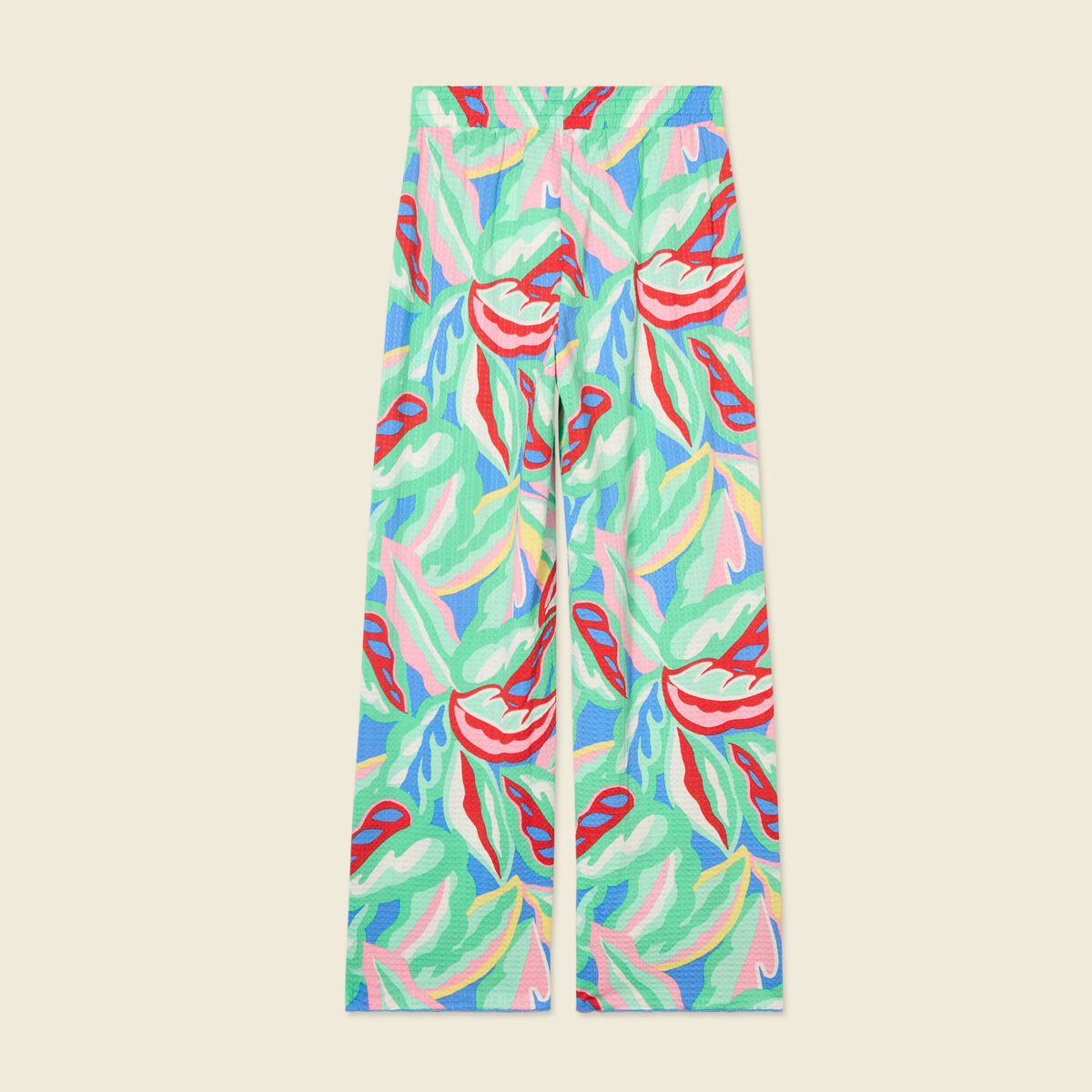 Pantalon fluide large multicolore femme