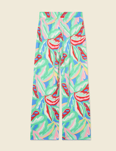 Pantalon fluide large multicolore femme