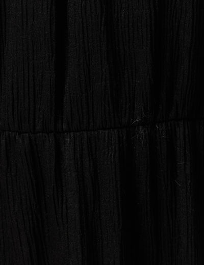 Robe col carré manches courtes noir femme