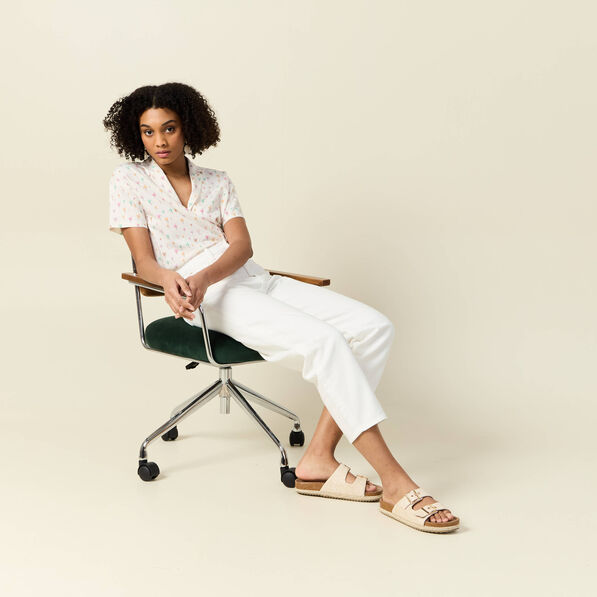 T-shirt manches courtes brodé blanc femme