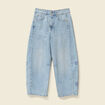 Jeans slouchy brodé 7/8ème denim bleach femme