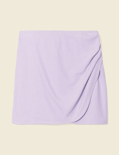 Jupe ajustée drapée en tricot mauve femme