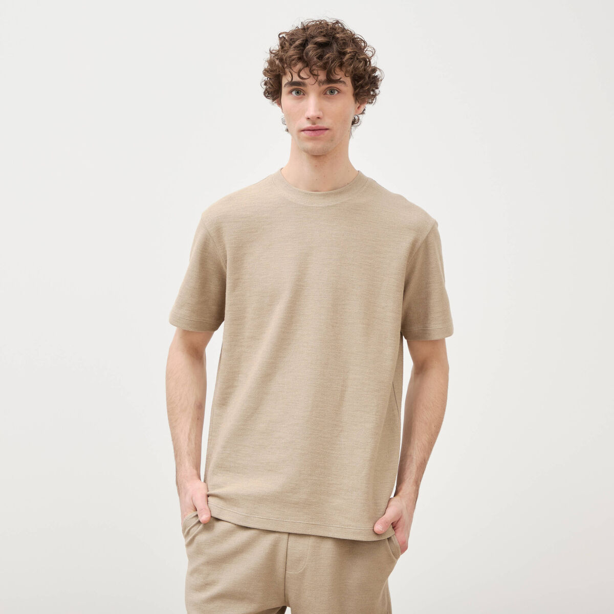 T-shirt manches courtes beige homme