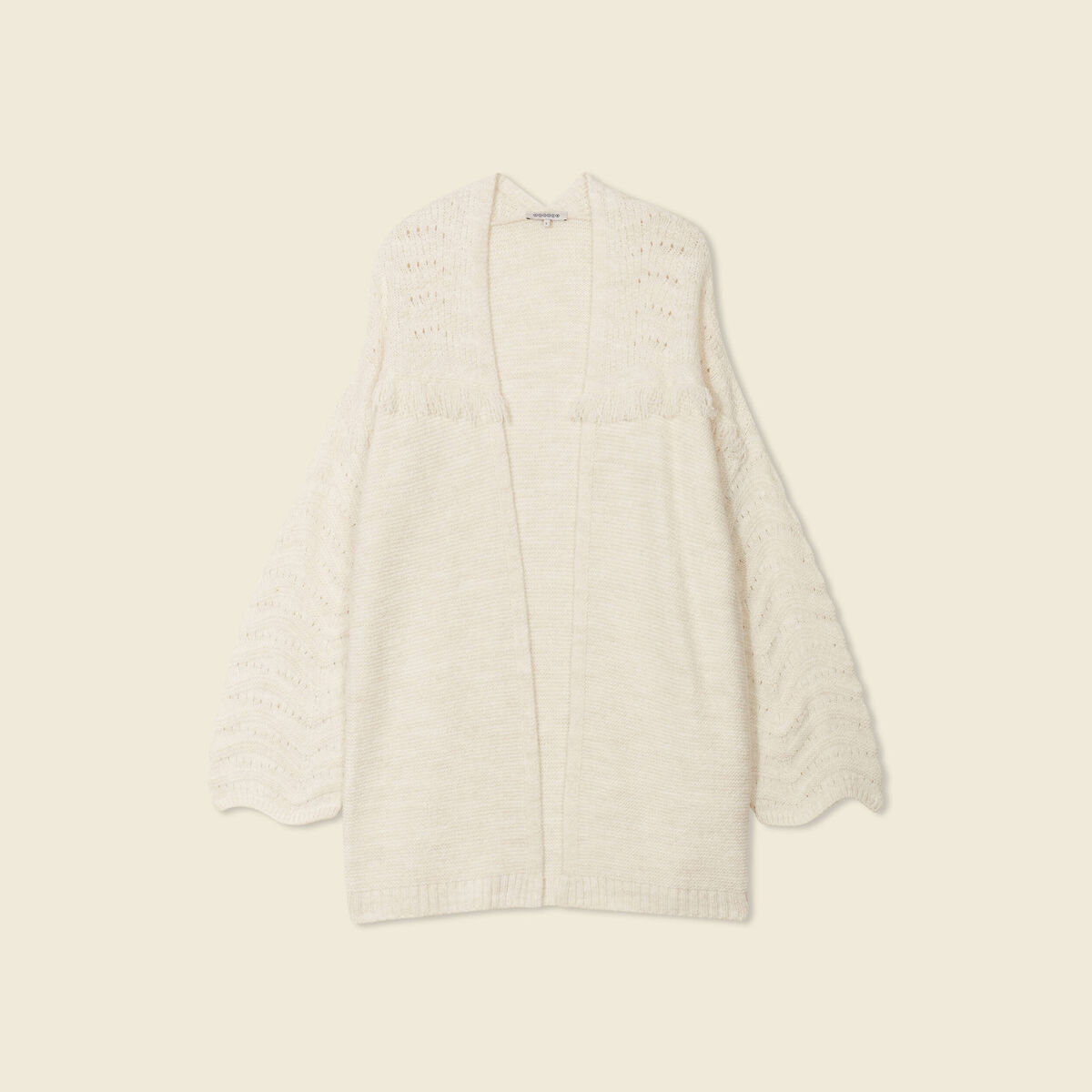 Gilet manches longues ecru femme