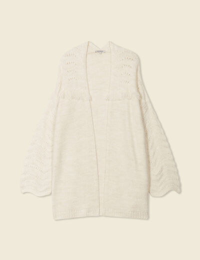 Gilet manches longues ecru femme