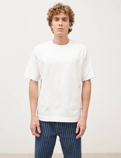 T-shirt ample col rond manches courtes ecru homme