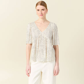 Blouse manches courtes blanc femme