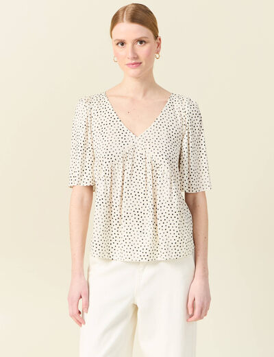 Blouse manches courtes blanc femme