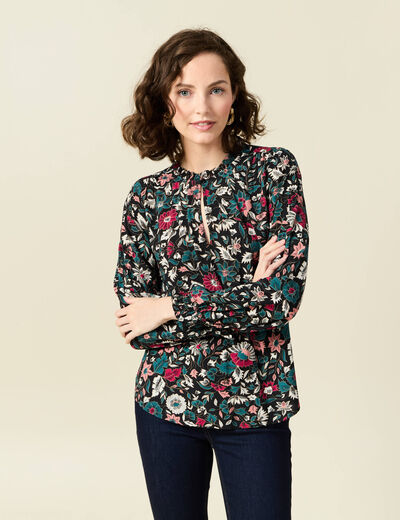 Blouse manches longues noir femme