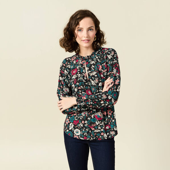 Blouse manches longues noir femme