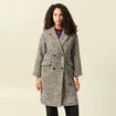 Manteau long oversize col montant gris fonc&eacute; femme