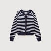 Gilet manches longues col rond en coton bleu marine femme