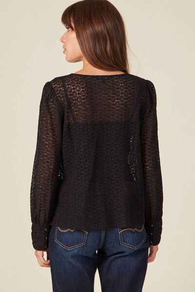 Blouse manches longues noir femme