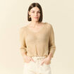 Pull manches courtes ajouré creme femme