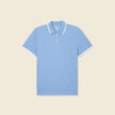 Polo cintr&eacute; en coton manches courtes bleu gris homme