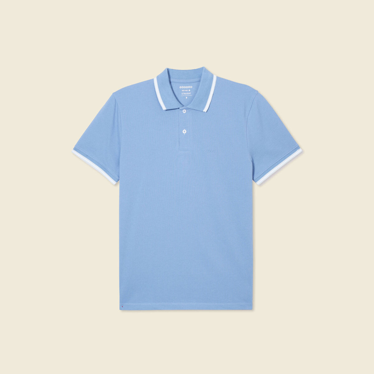 Polo cintr&eacute; en coton manches courtes bleu gris homme