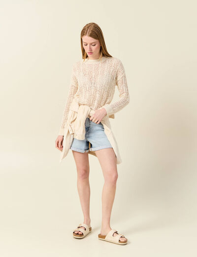 Pull ajouré éco-responsable creme femme
