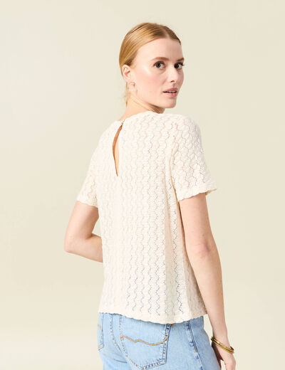 T-shirt manches courtes ecru femme