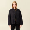 Veste oversize manches longues doubl&eacute;e gris fonc&eacute; femme