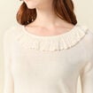 Pull col rond &agrave; volants manches longues ivoire femme