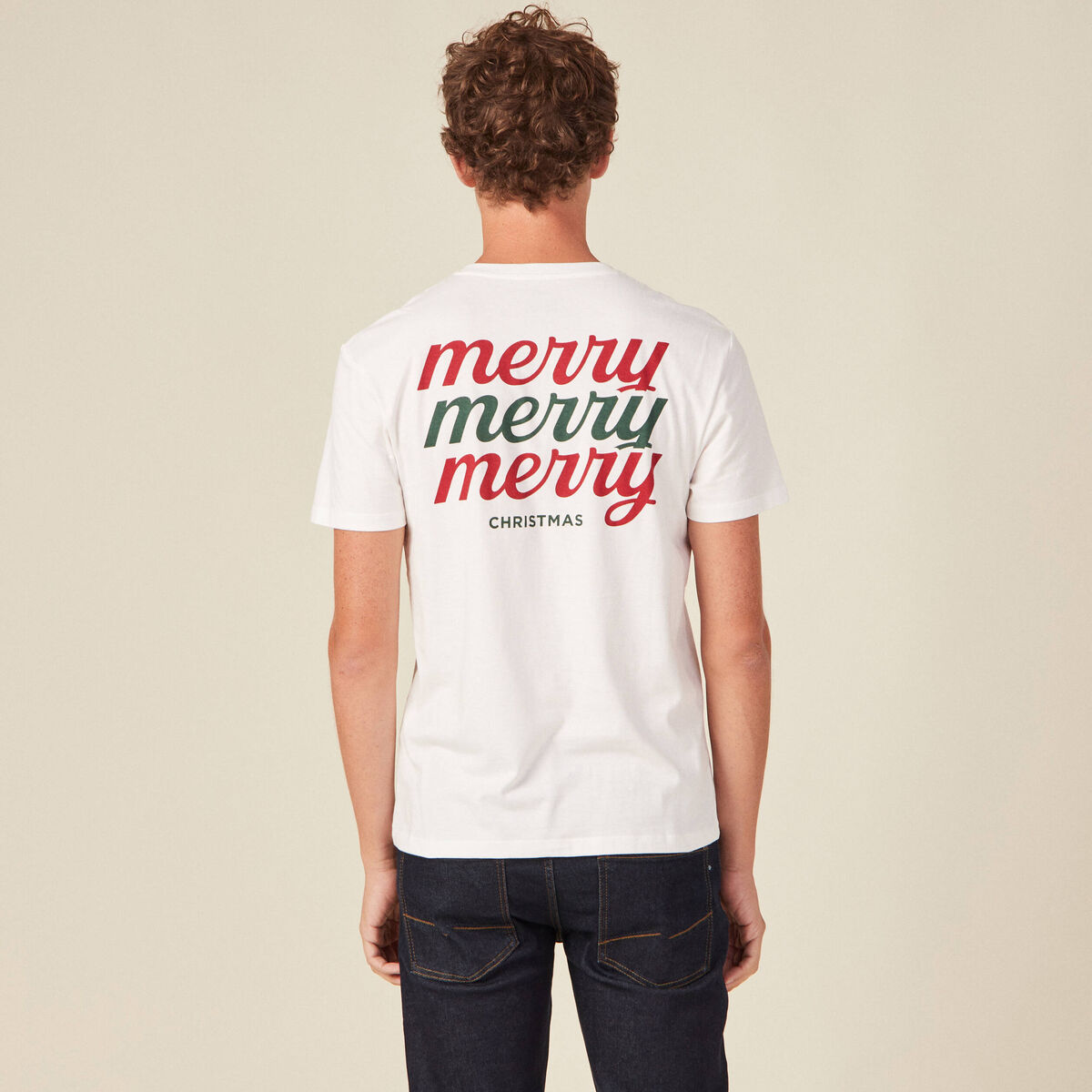 T-shirt manches courtes ecru homme