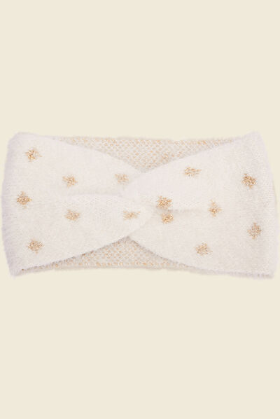 Bandeau fils métallisés ecru femme