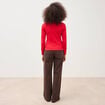 T-shirt cintr&eacute; manches longues rouge femme