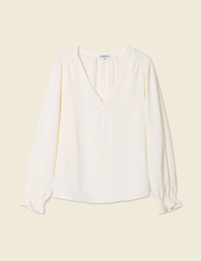 Blouse manches longues ecru femme