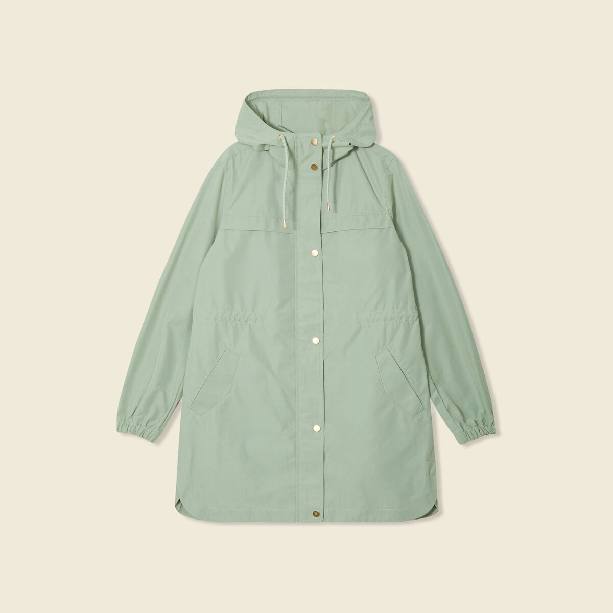 Parka longue à capuche vert kaki femme