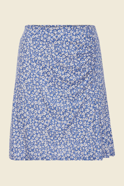 Jupe évasée fluide bleu femme