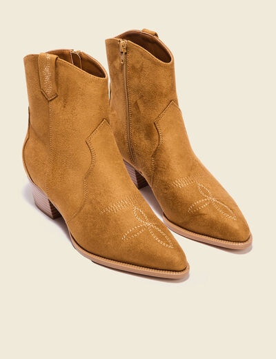 Bottines esprit western marron clair femme