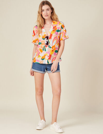 Chemise manches courtes multicolore femme