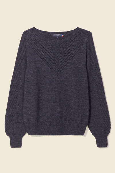 Pull manches longues gris foncé femme