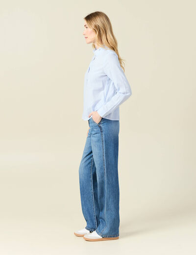 Chemise manches longues bleu ciel femme