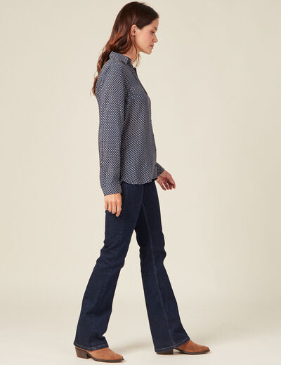 Chemise manches longues bleu femme