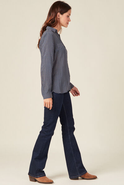 Chemise manches longues bleu femme