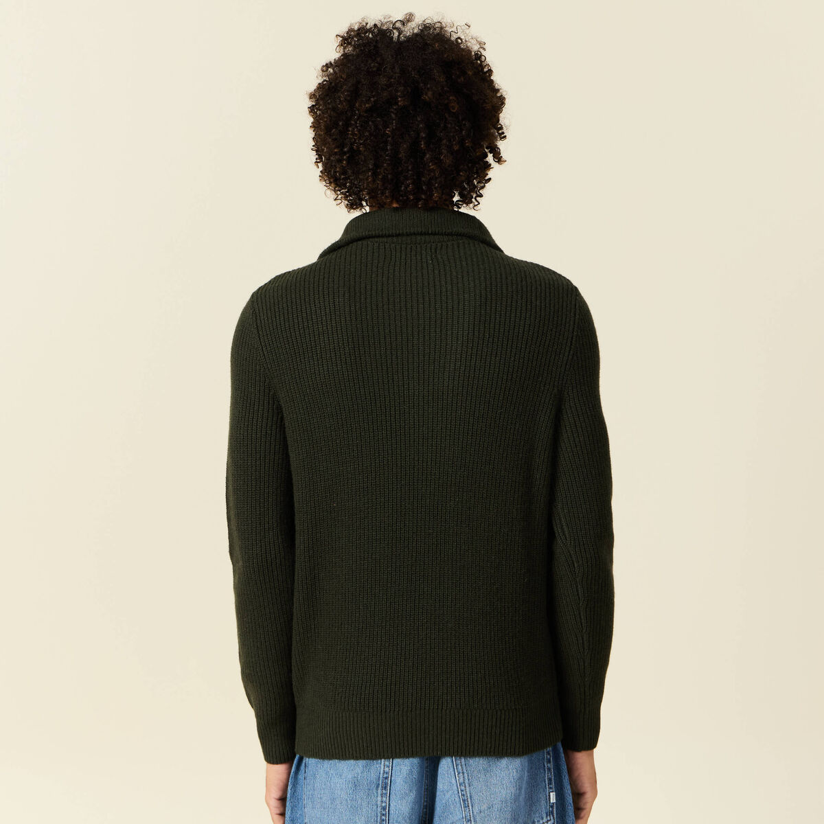 Pull col camionneur vert kaki homme