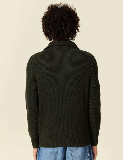 Pull col camionneur vert kaki homme