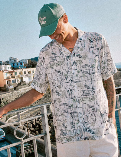 Chemise manches courtes fluide blanc homme