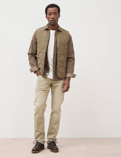 Jeans straight longueur 34 denim vert kaki homme