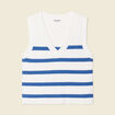 Pull droit court sans manches col v ecru femme